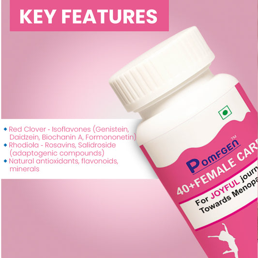 PomfGen 40+ Female Care - Red Clover + Rhodiola Tablets - 60 Tabs