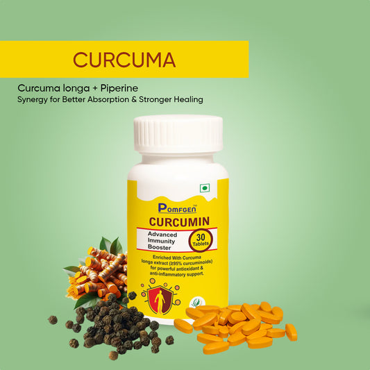 PomfGen Curcumin Immunity Booster - 95% Curcuminoids with Piperine - 30 Tablets
