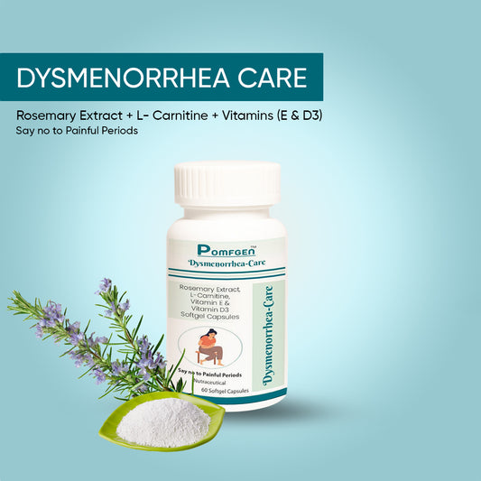 PomfGen Dysmenorrhea-Care | Natural Relief for Menstrual Cramps & Period Pain with Rosemary Extract, L-Carnitine & Vitamins
