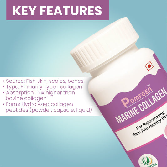 PomfGen Marine Collagen Tablets - Type I Hydrolyzed Peptides - 60 Tabs