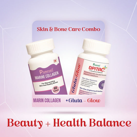 Pomfgen Skin & Bone Care Combo – Marine Collagen + Gluta-Glow (60 + 30 Tablets)