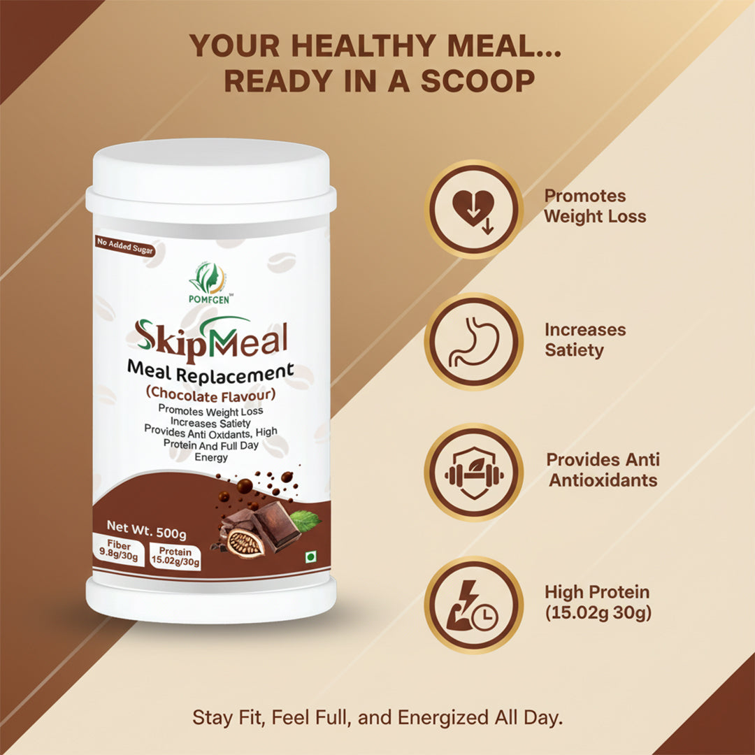 POMFGEN SkipMeal Meal Replacement Powder  500g  High Protein, Weight Loss & Energy