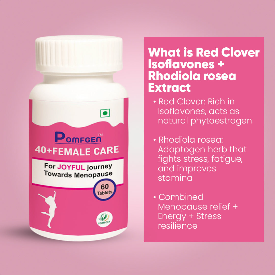 PomfGen 40+ Female Care - Red Clover + Rhodiola Tablets - 60 Tabs