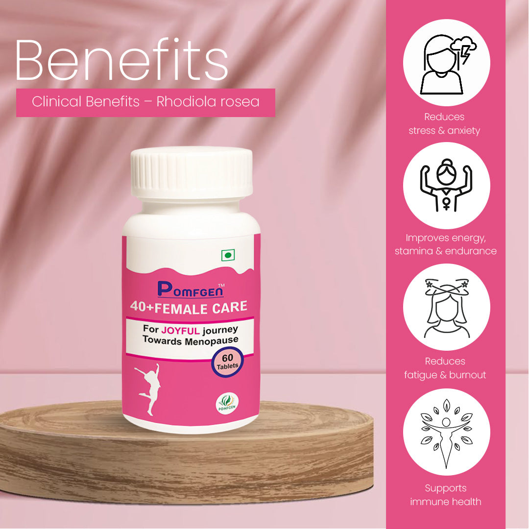 PomfGen 40+ Female Care - Red Clover + Rhodiola Tablets - 60 Tabs
