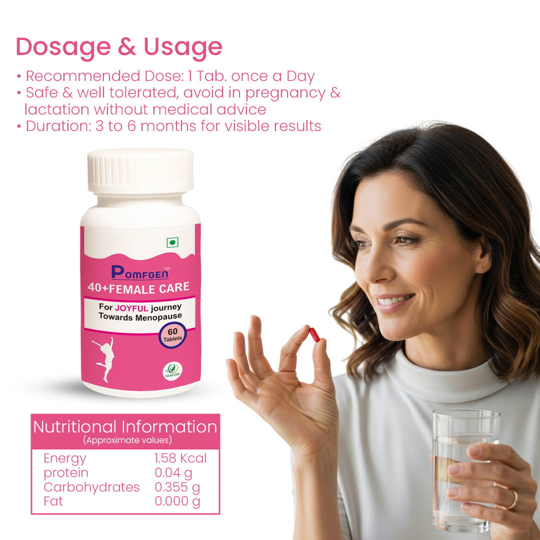 PomfGen 40+ Female Care - Red Clover + Rhodiola Tablets - 60 Tabs