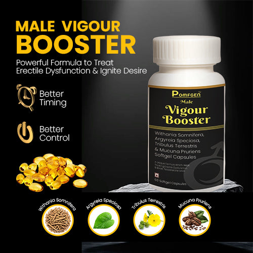 Pomgen Male Vigour Booster | Natural Stamina, Energy & Testosterone Support with Ashwagandha & Tribulus