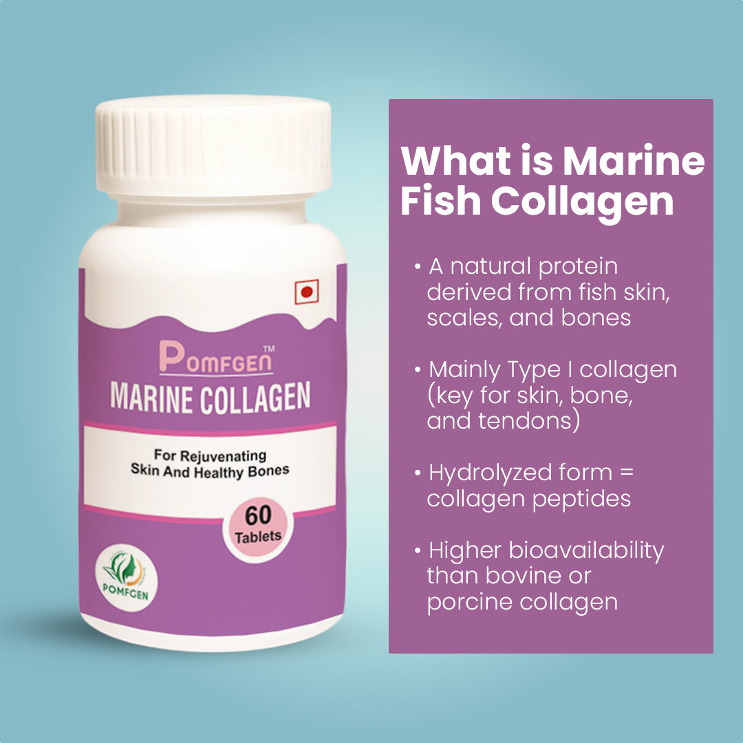 PomfGen Marine Collagen Tablets - Type I Hydrolyzed Peptides - 60 Tabs